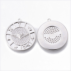 Латунные микропаве прозрачные подвески с фианитом KK-N232-163-NF