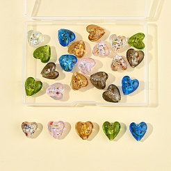 24 шт. 6-х цветные стеклянные бусины ручной работы из серебряной фольги FOIL-FS0001-01