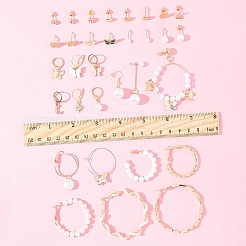 6 комплект сережек из сплава и пластика с жемчугом EJEW-FS0001-25