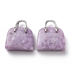 Подвески из натурального лепидолита/фиолетовой слюды из латуни&nbsp;KK-E274-01P-08