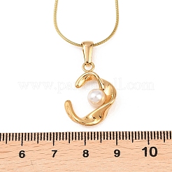 Ожерелья с подвесками из нержавеющей стали 304 с акриловым искусственным жемчугом&nbsp;NJEW-H088-05B-G