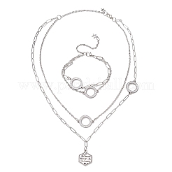 Комплекты из двухслойных цепочек и браслетов из нержавеющей стали 304 SJEW-JS01324