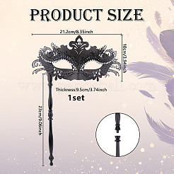 Маскарадные маски из пластика со стразами и литой палочкой-держателем&nbsp;AJEW-WH0270-891A