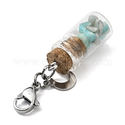 Натуральный амазонитовый осколок внутри стеклянной бутылки желаний подвеска украшение&nbsp;HJEW-JM03130-02