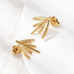 Серьги-гвоздики в форме листа из нержавеющей стали 304&nbsp;EJEW-K268-52G