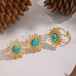 Кольца-манжеты из нержавеющей стали 304 с драгоценными камнями для женщин&nbsp;OK7494-2