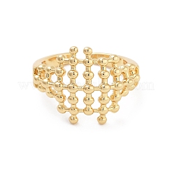 Полое тартановое круглое латунное открытое кольцо-манжета для женщин RJEW-Z055-05G-03