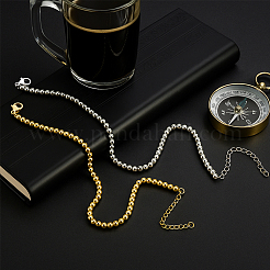 2шт 2 цвета браслеты из шариков из нержавеющей стали для женщин&nbsp;BJEW-GO0001-13