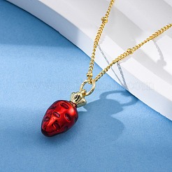 Латунные ожерелья с эмалевым кулоном из огнеупорного кирпича для женщин NJEW-K381-08C-G