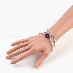 Две петли натуральные шарики хаулит деформировать браслеты BJEW-JB03813-02