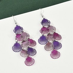 Серьги-подвески в форме ракушки из нержавеющей стали 430 EJEW-A137-03P-03