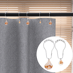 16 шт. 2 стиля в форме ракушки из непрозрачного акрила с железными кольцами для душевой занавески для ванной комнаты&nbsp;HJEW-NB00294