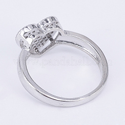 Латунные микро проложить пальцев кольца кубического циркония&nbsp;RJEW-E145-22P