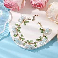 Браслеты с подвесками из акрила и жемчуга в виде цветка X1-BJEW-TA00535-02