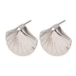 Серьги-гвоздики в форме ракушки из латуни&nbsp;EJEW-H165-02B-P