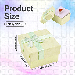 Квадратные бумажные подарочные коробки для колец с бантом&nbsp;CON-TAC0010-80B