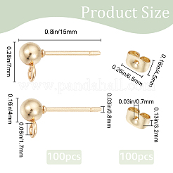 100 шт. фурнитура для сережек-гвоздиков из нержавеющей стали 304&nbsp;STAS-SP0001-55G