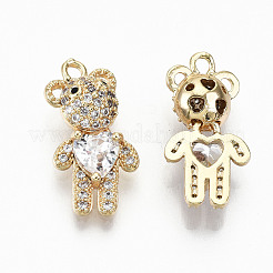 Латунные микропаве прозрачные подвески с фианитом RJEW-T063-69G-NF