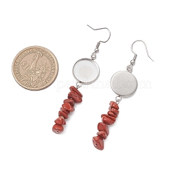 Крючки для сережек из нержавеющей стали 304 с бусинами из драгоценных камней&nbsp;EJEW-JE06898