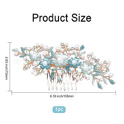 Расчески для волос из сплава со стразами и жемчугом&nbsp;MRMJ-WH0077-061LG