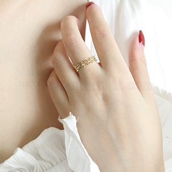 Кольца для пальцев из латуни с ажурными листочками и микропаве из прозрачных кубических цирконий FS-WGFDF8C-01