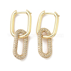 Серьги-кольца из латуни с микро-паве из фианита&nbsp;EJEW-G274-09G-02