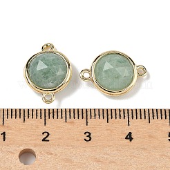 Латунный паве натуральный зеленый авантюрин граненый плоский круглый соединительный элемент подвески&nbsp;G-U028-04G-08
