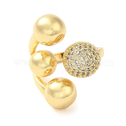 Латунные микро проложить манжеты кольца кубического циркония RJEW-P102-01G