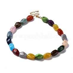 Разноцветные смоляные самородки бисерные ожерелья для женщин NJEW-U013-07G