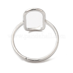 Не тускнеющее полое прямоугольное регулируемое кольцо из нержавеющей стали 304 для женщин RJEW-M149-31P