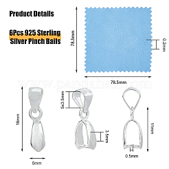 6 шт. 925 серебряных кулона для подвески STER-DC0001-36