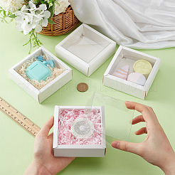 Квадратные бумажные коробки для печенья с прозрачным окном из ПВХ&nbsp;LS-CON-WH0098-16A-02