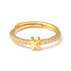 Прозрачное регулируемое кольцо с буквой из прозрачного циркония RJEW-C052-01G-K