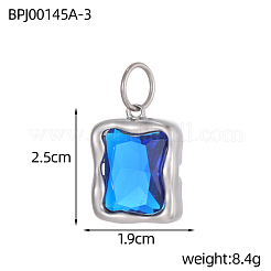 Прямоугольные подвески из нержавеющей стали 304 с кубическим цирконием&nbsp;STAS-OY004-27P