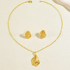 Комплекты из латунного кулона-лепестка и серег-гвоздиков для женщин&nbsp;RC2945