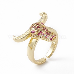 Открытое кольцо-манжета с кубическим цирконием в виде головы быка&nbsp;RJEW-I086-12G