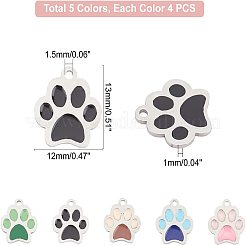 20 шт. 5-х цветные эмалевые подвески из нержавеющей стали 304&nbsp;STAS-UN0026-51