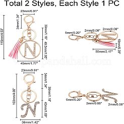 Наборы брелков из сплава со стразами в стиле 2шт.&nbsp;KEYC-WR0001-01N
