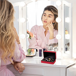 Коробочка для колец из искусственной кожи OBOX-WH0019-02