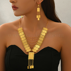 Комплекты серег и ожерелий из винтажного латунного прямоугольника с кисточками-розами для женщин ZM7021