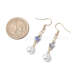 Серьги-подвески с цветком и каплей из нержавеющей стали 304 из АБС-пластика с имитацией жемчуга EJEW-JE06419