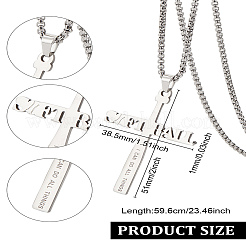 1 шт. подвеска в виде буквы крест из нержавеющей стали с цепочкой для мужчин&nbsp;NJEW-LP0001-18