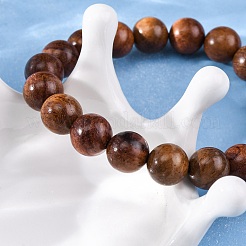 Деревянные круглые бусины эластичные браслеты для мужчин и женщин BJEW-U041-01