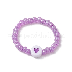 Акриловые плоские круглые кольца на палец с сердцем RJEW-JR00685