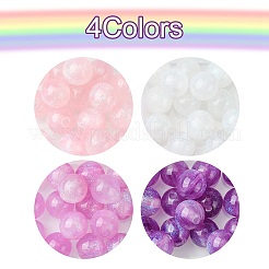 64шт 4 цвета круглые бусины из смолы с имитацией кошачьего глаза RESI-FS0001-66B