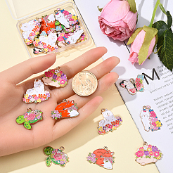 24 шт. 6 стиля эмалевые подвески в виде животных и цветов&nbsp;ENAM-YW0005-47