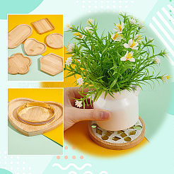 6 шт. 6 стиля: сердце/шестиугольник/плоский круг/овал/цветок/квадрат бамбуковая пластина для украшений DJEW-GA0001-59