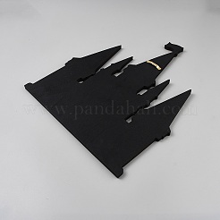 Настенный органайзер для брошей в форме замка из МДФ и пробки с железными крючками&nbsp;AJEW-WH0609-123A