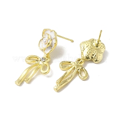 Серьги-гвоздики из цветочного сплава с фианитами и эмалью EJEW-K282-02G