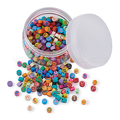 Ручной полимерной глины плоские круглые с большой буквы бисера CLAY-CW0001-01